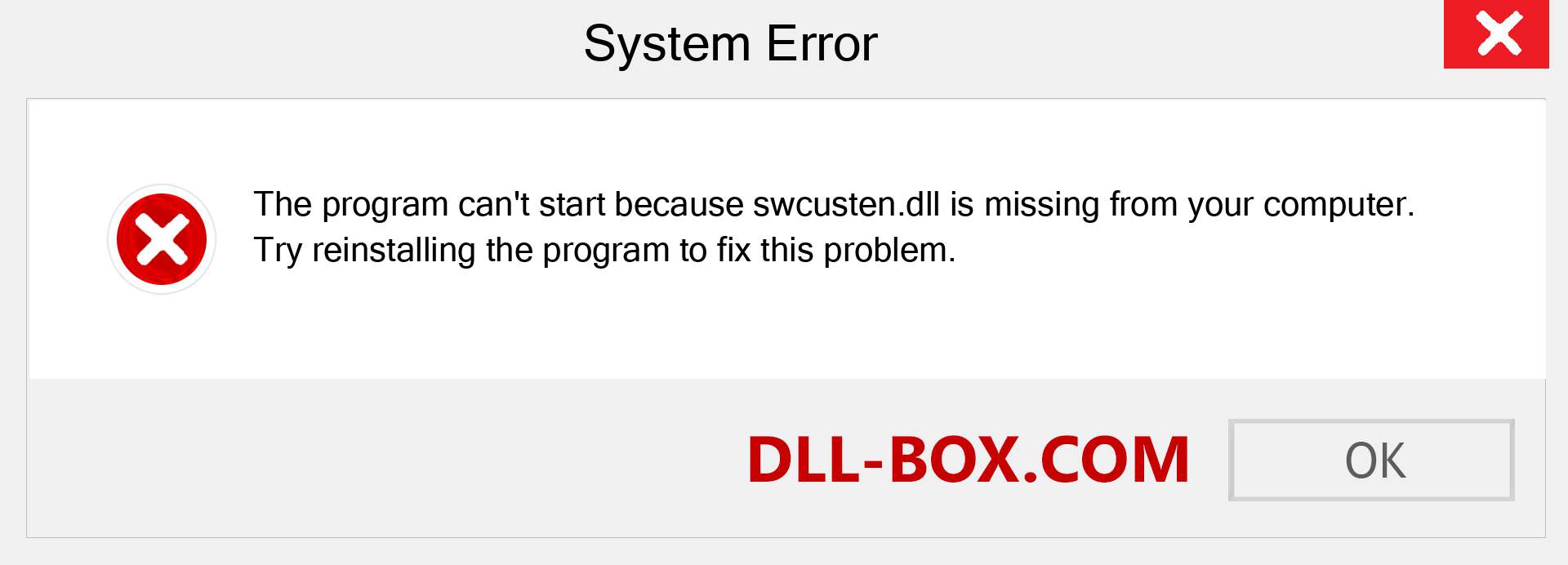  swcusten.dll file is missing?. Download for Windows 7, 8, 10 - Fix  swcusten dll Missing Error on Windows, photos, images