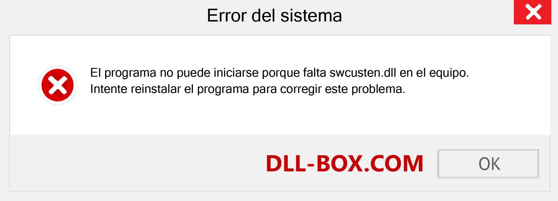 ¿Falta el archivo swcusten.dll ?. Descargar para Windows 7, 8, 10 - Corregir swcusten dll Missing Error en Windows, fotos, imágenes