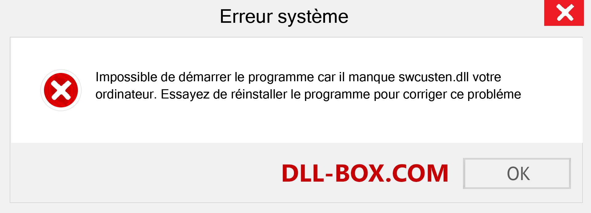 Le fichier swcusten.dll est manquant ?. Télécharger pour Windows 7, 8, 10 - Correction de l'erreur manquante swcusten dll sur Windows, photos, images